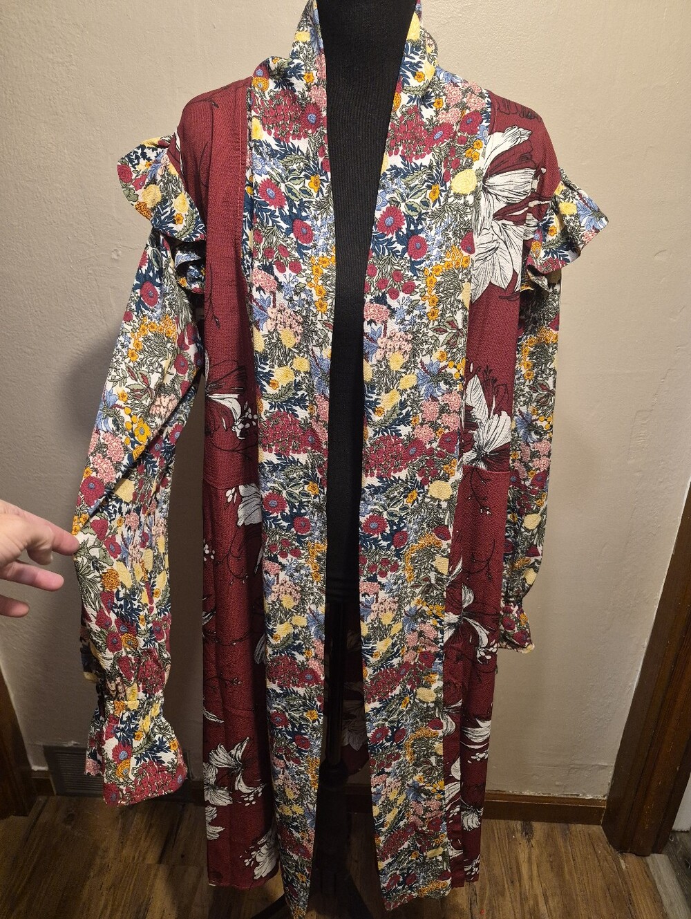 Umgee Boho Floral Duster Cardigan Womens S Multicolor